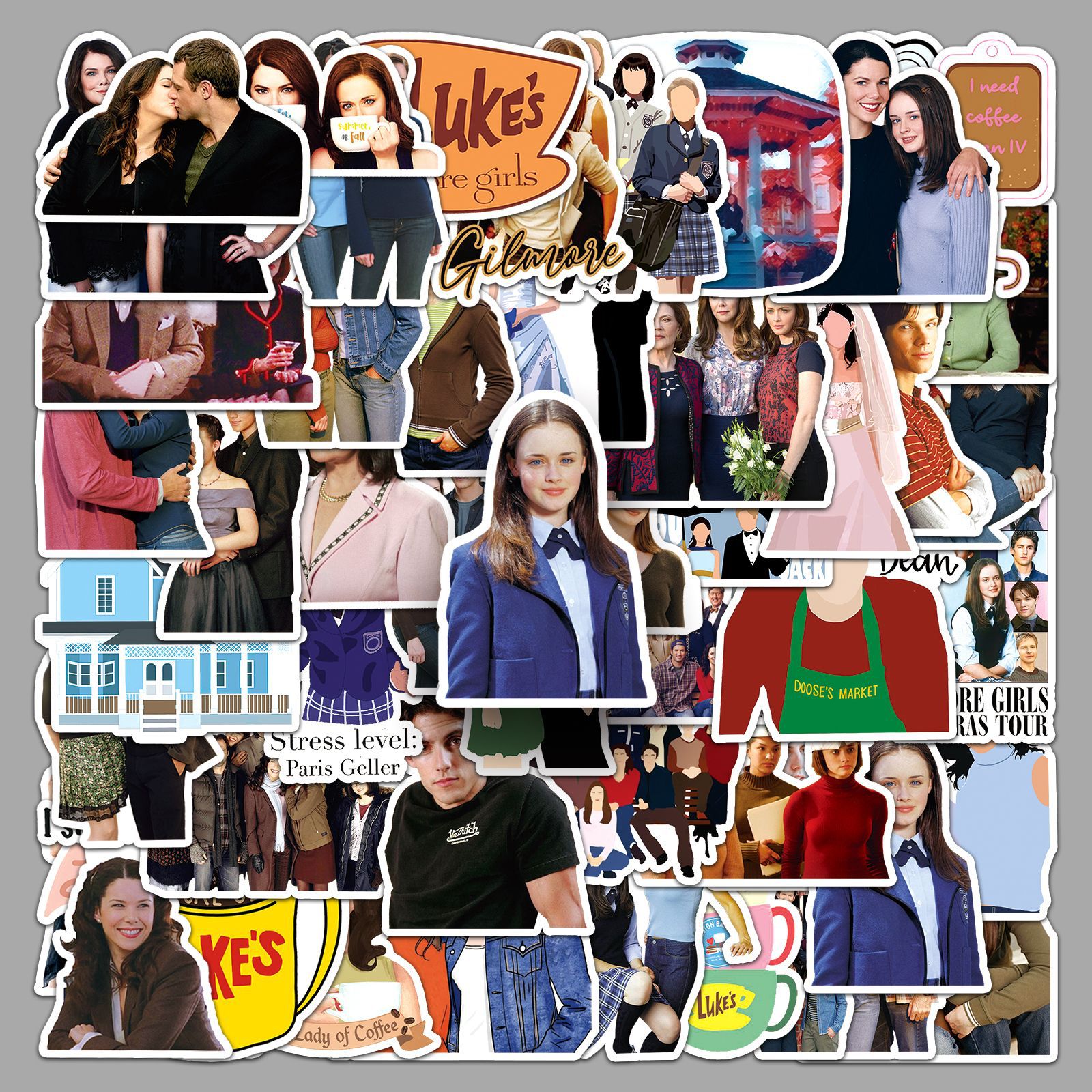 51张 Gilmore Girls 美剧主题贴纸，奇异果女孩DIY水杯行李箱装饰贴