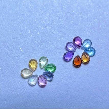 天然彩色宝石裸石 梨形 1.5*2mm 伦敦蓝托帕石 瑞士蓝 紫晶 黄晶 石榴石 橄榄石 沙弗莱 DIY首饰配件