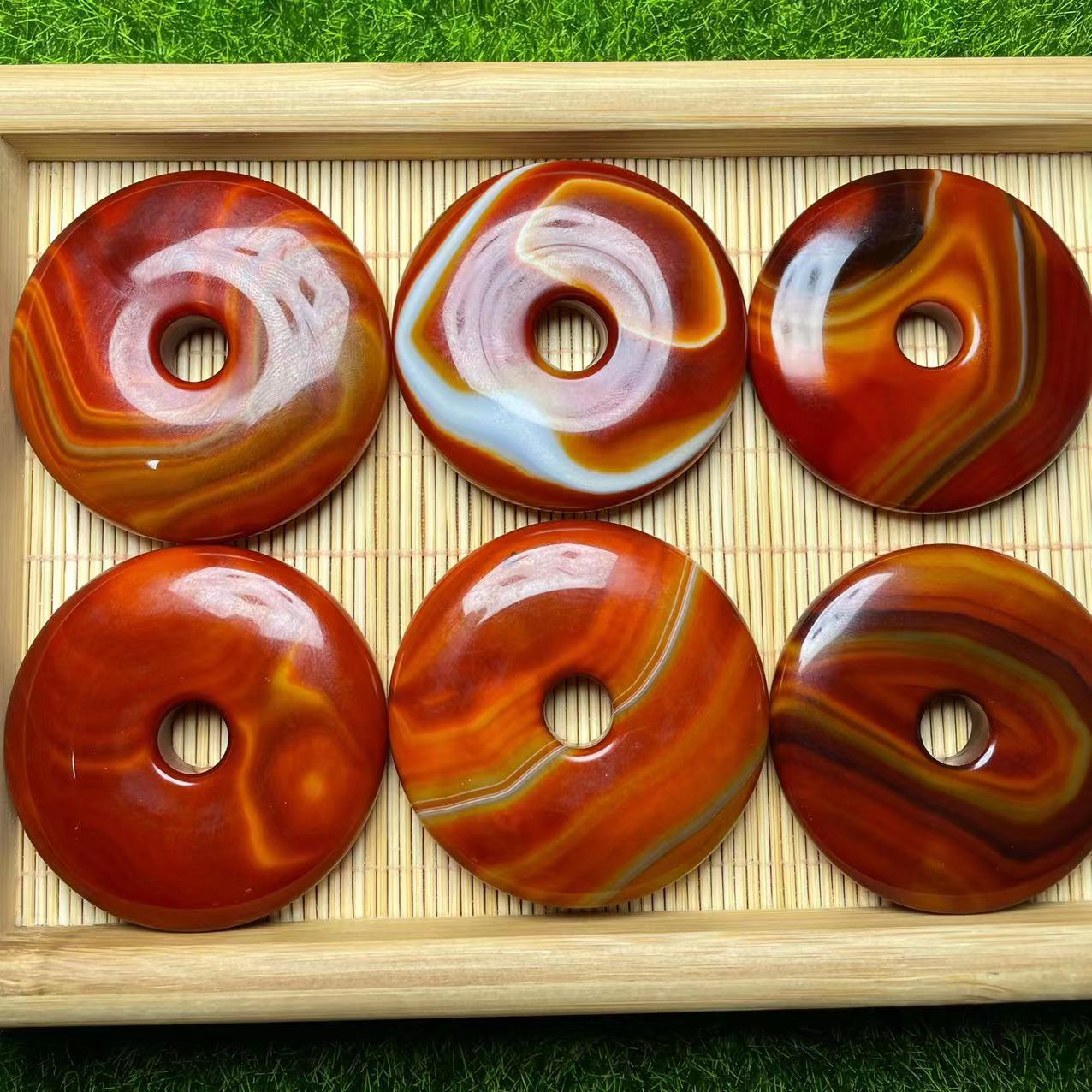战国红玛瑙平安扣吊坠 50mm 高光亮面 金刚菩提配饰