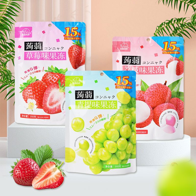 法思觅语 蒟蒻吸吸冻果冻 草莓荔枝青提味 休闲办公室小零食 160g