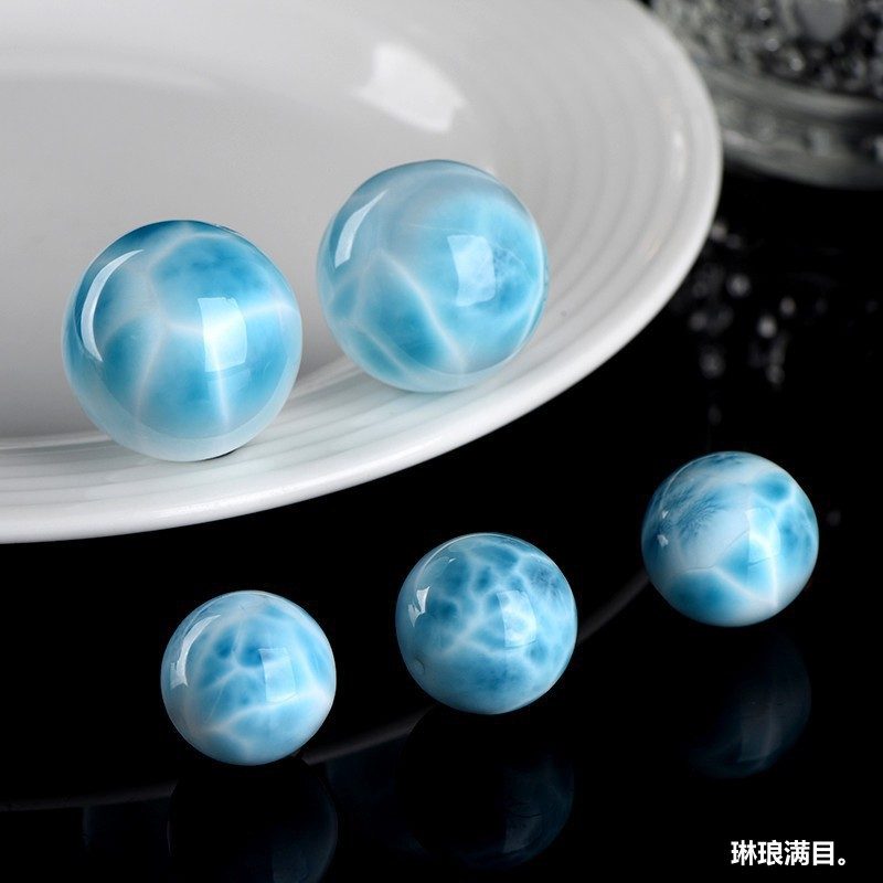 天然多米尼加海纹石散珠 龟背纹圆珠 DIY手链手串配件单珠