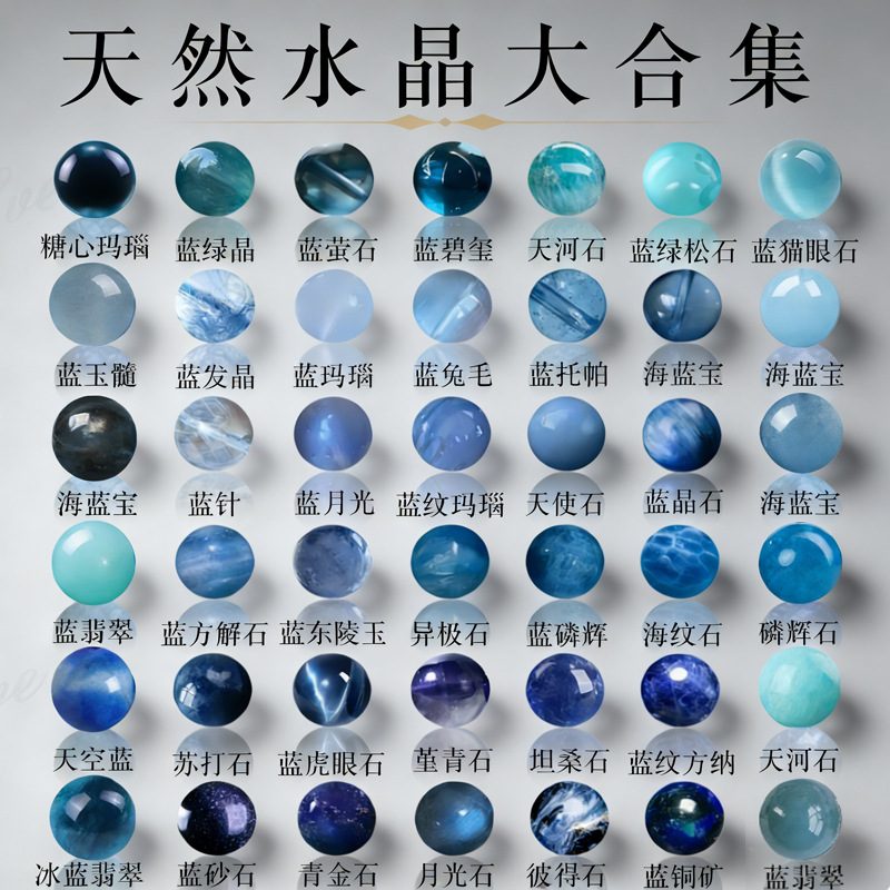 天然9A级海蓝宝水晶散珠 天河石磷灰石海纹石月光石DIY串珠配件