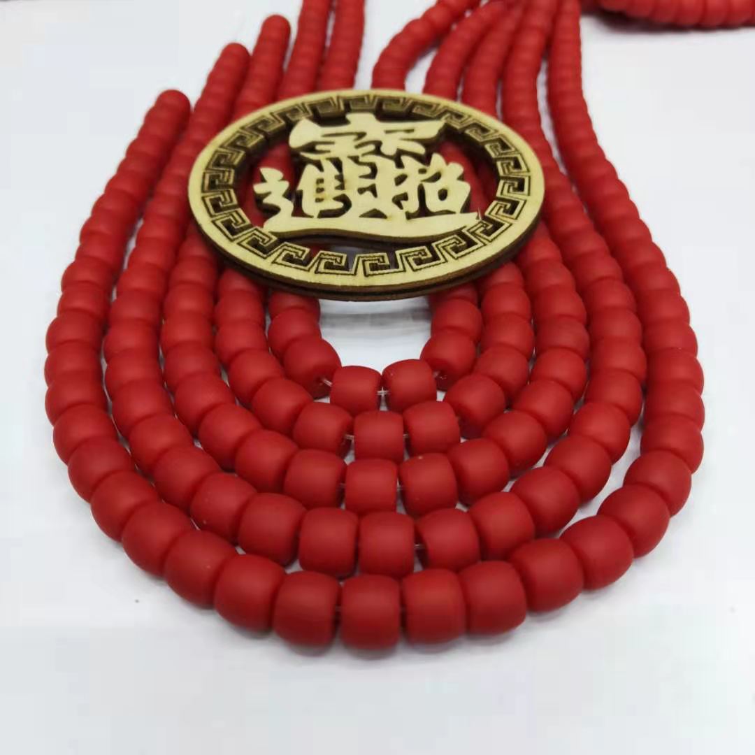 珊瑚红雪巴珠算盘珠散珠圆柱隔珠DIY配珠