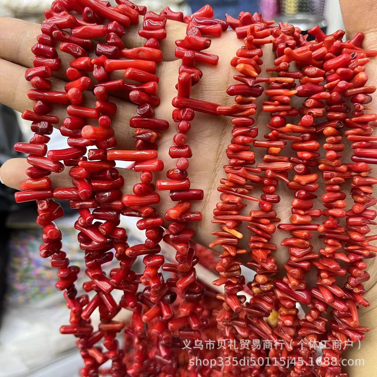 海竹红珊瑚 约9-13mm 染色珊瑚苗 DIY饰品配件
